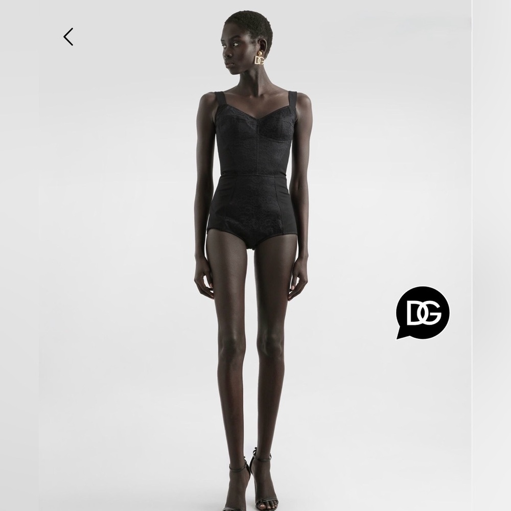 Dolce & Gabbana Black Corset laced Shapewear Bodysuit Sz 38 IT Like New!
